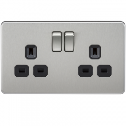 screwless sockets, decorative sockets, sockets and switches, ml accessories, knightsbridge, wiring accesories, metal finish, flat plate,